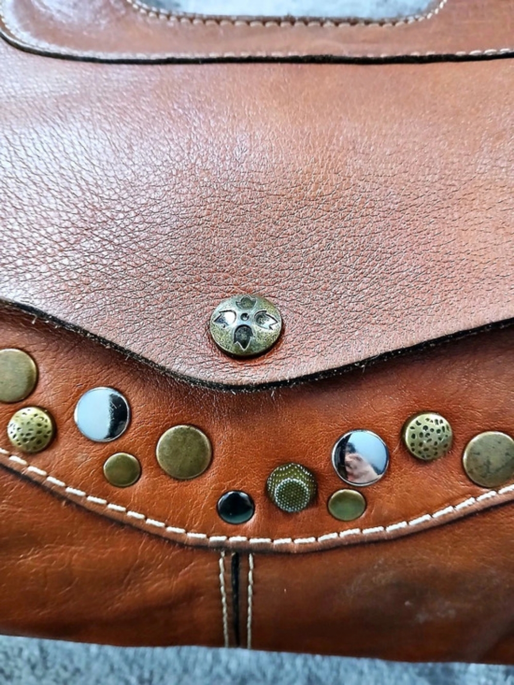 Patricia Nash Studded Brown Leather Hobo - Picture 8 of 16